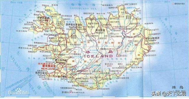 冰岛的地理位置以及邻国（北大西洋中的一个岛国）(38)