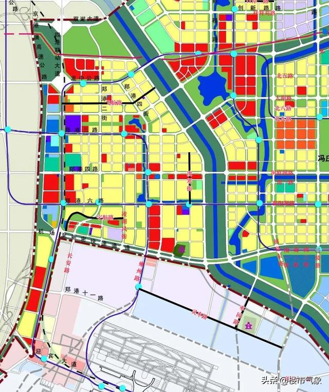 郑州港区地铁规划图最新（郑州港区七大片区46条道路规划）(3)