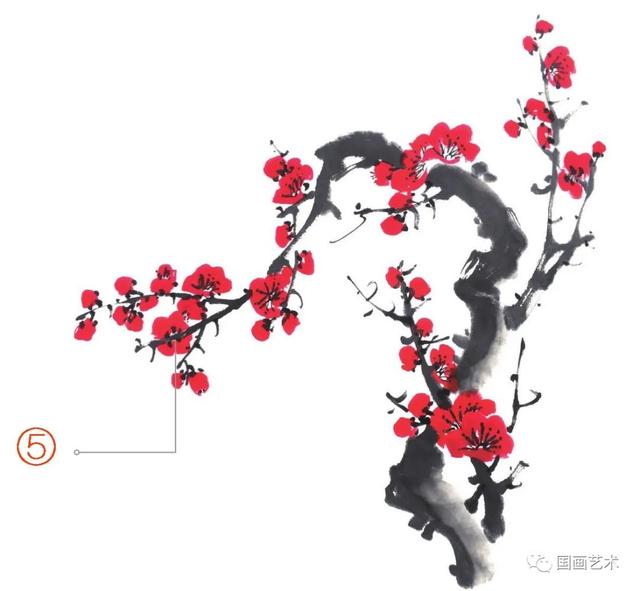 王成喜写意梅花的画法教程（图文教程白梅红梅）(15)